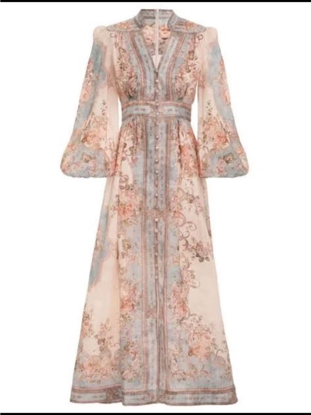 Zimmermann Peach and Light Blue Floral Maxi Dress